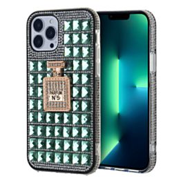 Crystal Stones Case with Perfume Adornment - GREEN for iPhone 8P / 7P (Only Ground Shipping)