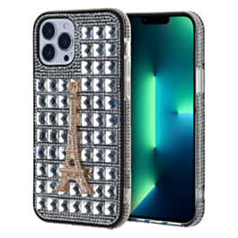 Crystal Stones Case with Paris Adornment - CLEAR for iPhone XR (Only Ground Shipping)