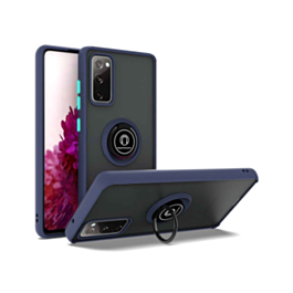 Galaxy S20 FE Hard PC Rear / Soft TPU Colorful Border Case with I-ring Holder - NAVY BLUE (Only Ground Shipping)