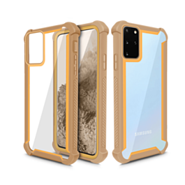 Galaxy S20 Ultra 3in1 Hybrid Clear Soft TPU Hard PC Back Cover Case - GOLD (Only Ground Shipping)