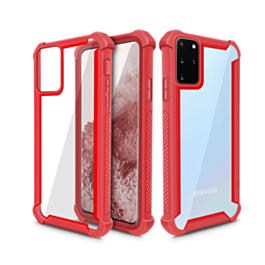 Galaxy S20 Ultra 3in1 Hybrid Clear Soft TPU Hard PC Back Cover Case - RED (Only Ground Shipping)