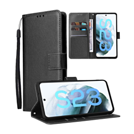 Galaxy S23 Leather Wallet Case with Card Slot - BLACK (Only Ground Shipping)