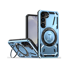 Full-Body Rugged Shockproof Case with Built-in Ring Holder - BLUE for Galaxy S23 (Only Ground Shipping)