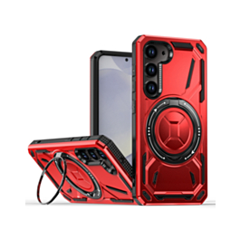 Full-Body Rugged Shockproof Case with Built-in Ring Holder - RED for Galaxy S23 (Only Ground Shipping)