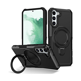 Hard PC Shockproof Case w /Ring Holder - BLACK for Galaxy S23 (Only Ground Shipping)