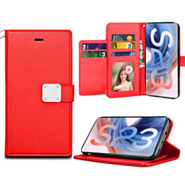 Galaxy S23 Elegant Leather Wallet Case - RED (Only Ground Shipping)
