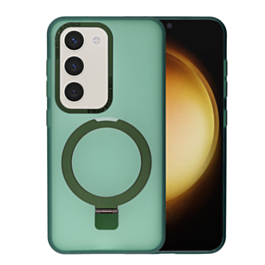 Carbon Wireless Charging Case with Ring Stand - GREEN for Galaxy S23 (Only Ground Shipping)