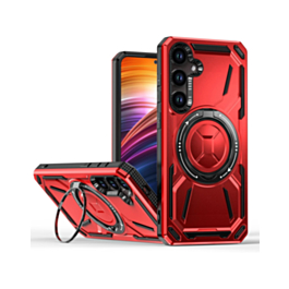 Full-Body Rugged Shockproof Case with Built-in Ring Holder - RED for Galaxy S23FE (Only Ground Shipping)