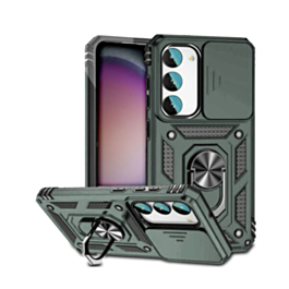Galaxy S23 FE Dual Layers Hybrid Case with Metal Ring & Camera Protector - DARK GREEN (Only Ground Shipping)