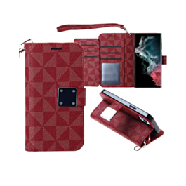 Galaxy S23 FE Triangle Geometric Design Wallet Case - RED (Only Ground Shipping)