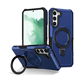 Hard PC Shockproof Case w /Ring Holder - BLUE for Galaxy S23 Plus (Only Ground Shipping)