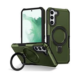 Hard PC Shockproof Case w /Ring Holder - GREEN for Galaxy S23 Plus (Only Ground Shipping)