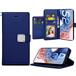 Galaxy S23 Plus Elegant Leather Wallet Case - BLUE (Only Ground Shipping)