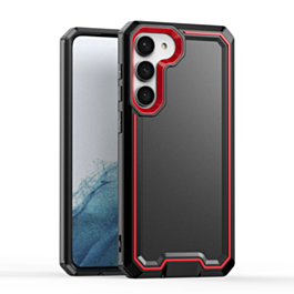 Slim Non-Slip Transparent Matte Case - BLACK & RED for Galaxy S23 Plus (Only Ground Shipping)