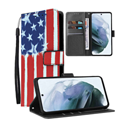 Leather Wallet Case with Card Slot - US FLAG for Galaxy S24 FE (Only Ground Shipping)
