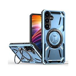 Full-Body Rugged Shockproof Case with Built-in Ring Holder - BLUE for Galaxy S24FE (Only Ground Shipping)