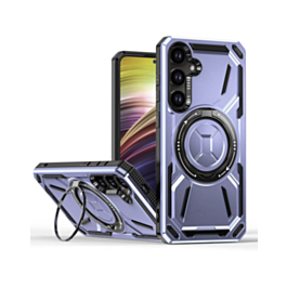 Full-Body Rugged Shockproof Case with Built-in Ring Holder - PURPLE for Galaxy S24FE (Only Ground Shipping)