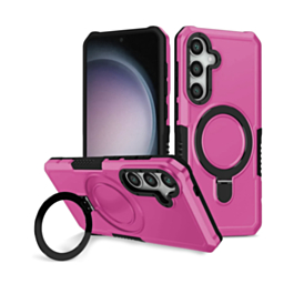 Hard PC Shockproof Case w /Ring Holder - PINK for Galaxy S24FE (Only Ground Shipping)