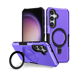 Hard PC Shockproof Case w /Ring Holder - PURPLE for Galaxy S24FE (Only Ground Shipping)