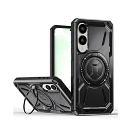Full-Body Rugged Shockproof Case with Built-in Ring Holder - BLACK for Galaxy S25E (Only Ground Shipping)