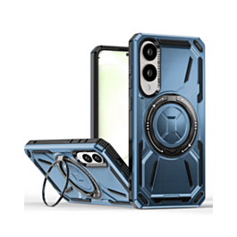 Full-Body Rugged Shockproof Case with Built-in Ring Holder - BLUE for Galaxy S25E (Only Ground Shipping)