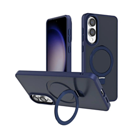 Carbon Wireless Charging Case with Ring Stand - DARK BLUE for Galaxy S25E (Only Ground Shipping)