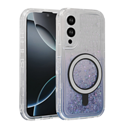 Wireless Charging Protective Glitter Liquid Bumper Case - BLUE for Galaxy S25E (Only Ground Shipping)