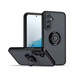 Galaxy S25 Plus Hard PC Rear / Soft TPU Colorful Border Case with I - ring Holder - BLACK (Only Ground Shipping)