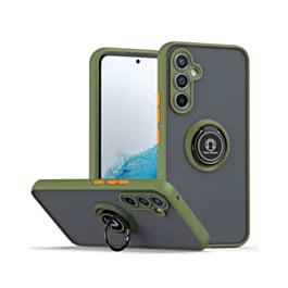 Galaxy S25 Plus Hard PC Rear / Soft TPU Colorful Border Case with I - ring Holder - GREEN (Only Ground Shipping)