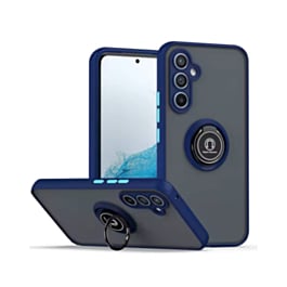 Galaxy S25 Plus Hard PC Rear / Soft TPU Colorful Border Case with I - ring Holder - NAVT BLUE (Only Ground Shipping)