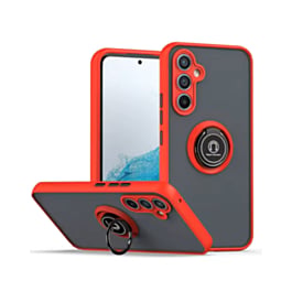Galaxy S25 Plus Hard PC Rear / Soft TPU Colorful Border Case with I - ring Holder - RED (Only Ground Shipping)