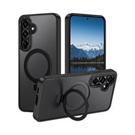 Carbon Wireless Charging Case with Ring Stand - BLACK for Galaxy S25 Plus (Only Ground Shipping)