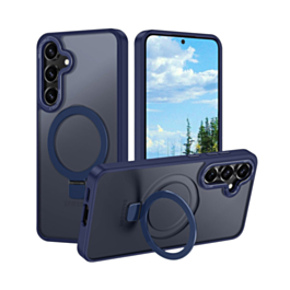 Carbon Wireless Charging Case with Ring Stand - DARK BLUE for Galaxy S25 Plus (Only Ground Shipping)