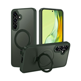 Carbon Wireless Charging Case with Ring Stand - GREEN for Galaxy S25 Plus (Only Ground Shipping)