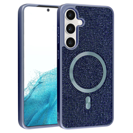 Wireless Charging Bling Diamond Crystal Case - BLUE for Galaxy S25 Plus (Only Ground Shipping)