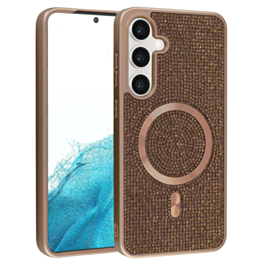 Wireless Charging Bling Diamond Crystal Case - GOLD for Galaxy S25 Plus (Only Ground Shipping)