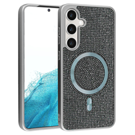 Wireless Charging Bling Diamond Crystal Case - SILVER for Galaxy S25 Plus (Only Ground Shipping)