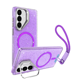 Glitter MagSafe Phone Case with Wrist Strap - PURPLE for Galaxy S26 (Only Ground Shipping)