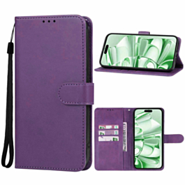 Leather Wallet Case with Card Slot - (PURPLE) for iPhone 16e / 17e (Only Ground Shipping)