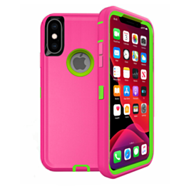 Heavy Duty Case for iPhone XS Max (HOT PINK & GREEN) (Only Ground Shipping)