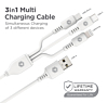 PowerPeak ECONOMY 3in1 USB C+A+M Cable (WHITE) (3ft) (18W) (Only Ground Shipping)