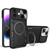 iPhone 16 Dual Layers Hybrid Case with Metal Ring And Camera Protector - BLACK (Only Ground Shipping)