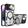 iPhone 16 Dual Layers Hybrid Case with Metal Ring And Camera Protector - SILVER (Only Ground Shipping)