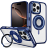 Skin Feel Transparent Case with Silicone Ring Holder - DARK BLUE for iPhone 16 Pro (Only Ground Shipping)