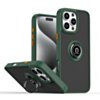 Hard PC Rear / Soft TPU Colorful Border Case with I-ring Holder - DARK GREEN for iPhone 16 Pro (Only Ground Shipping)