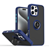 Hard PC Rear / Soft TPU Colorful Border Case with I-ring Holder - NAVY BLUE for iPhone 16 Pro (Only Ground Shipping)