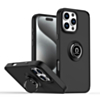 Hard PC Rear / Soft TPU Colorful Border Case with I-ring Holder - BLACK for iPhone 16 Pro Max (Only Ground Shipping)