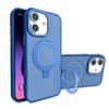 iPhone 16 Plus Carbon Wireless Charging Case with Ring Stand - DARK BLUE (Only Ground Shipping)