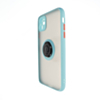 Hard PC Rear / Soft TPU Colorful Border Case with I-ring Holder - LIGHT BLUE for iPhone 12 / 12 Pro (Only Ground Shipping)