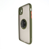Hard PC Rear / Soft TPU Colorful Border Case with I-ring Holder - DARK GREEN for iPhone 12 / 12 Pro (Only Ground Shipping)